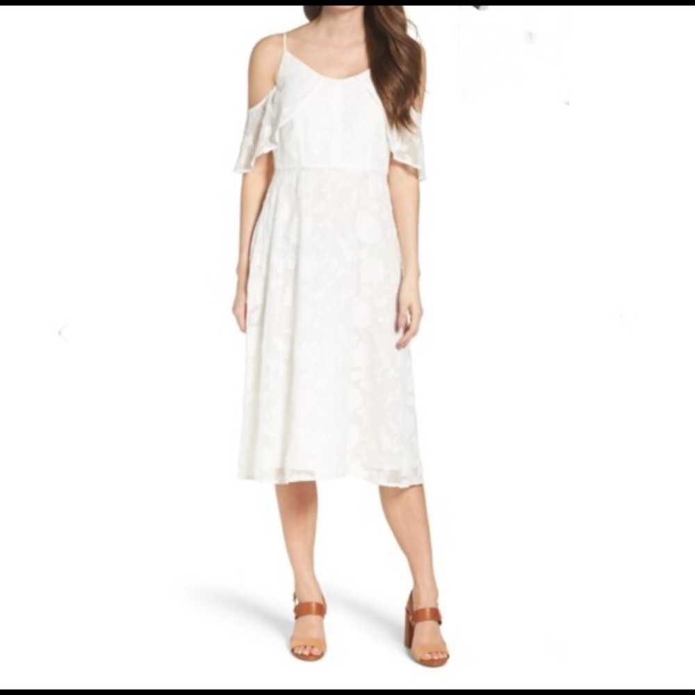 Ce Ce Liv Floral Ivory Cold Shoulder Dress
